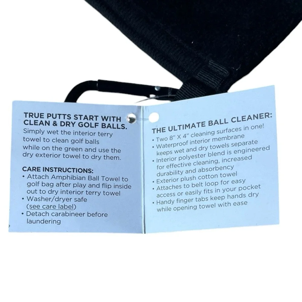 Frogger Golf Ball Balls Towel Amphibian Cleaner Clip Black Golfing